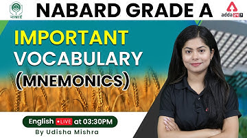 NABARD Grade A Preparation | English by Udisha Mishra |  IMPORTANT VOCABULARY (MNEMONICS)