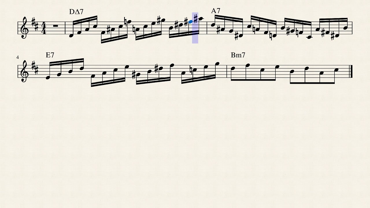 Saxtalk.com Major Seventh Chord Etude - Key 1 of 12 by Rex Djere