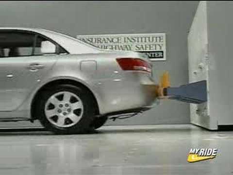 Go to MYRIDE.COM for more car videos. Insurance Institute for Highway Safety Bumper Performance in Low-Speed Crash Tests: 2007 Hyundai Sonata.