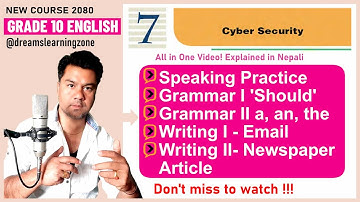 Grade 10 Unit 7 Cyber Security, Grammar I & II, Writing I & II explained in Nepali