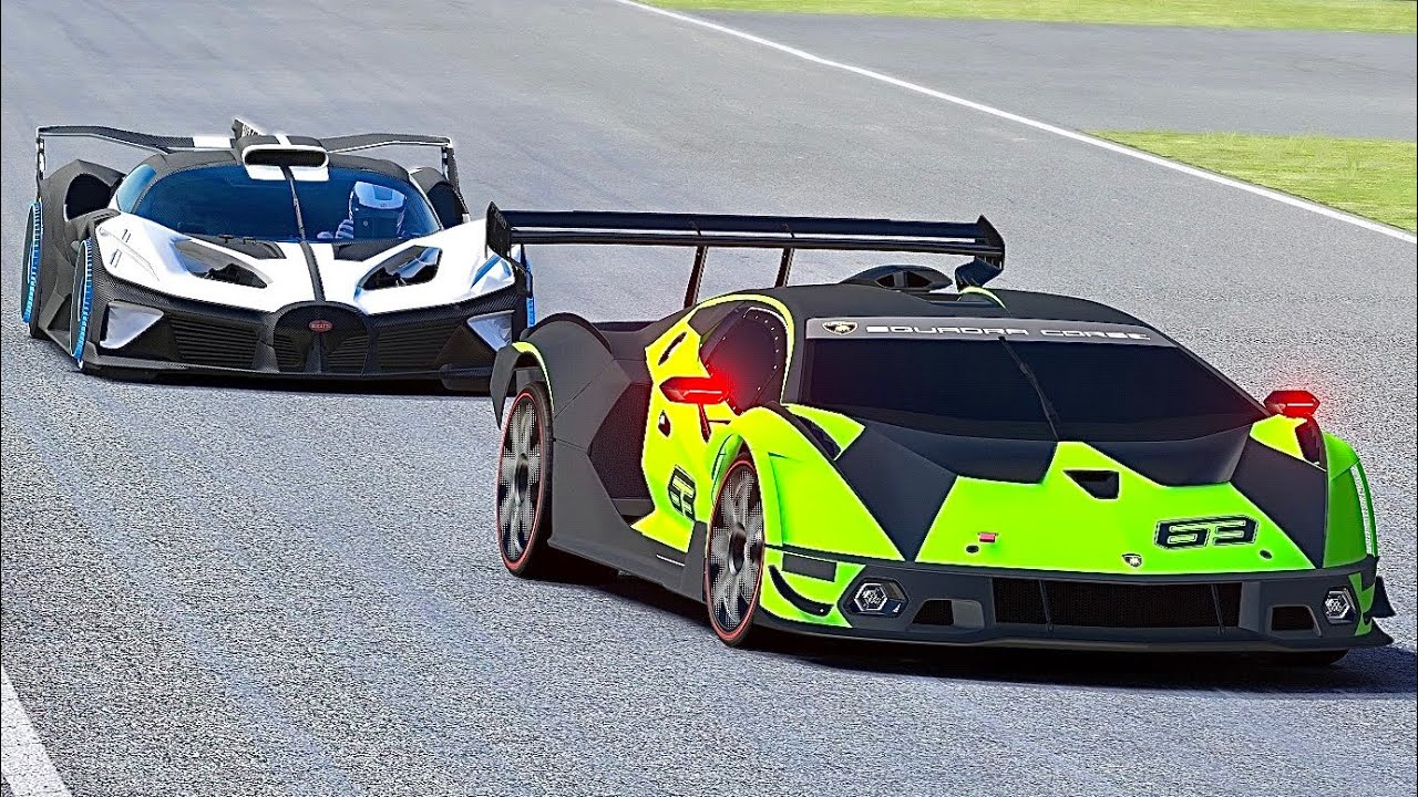 Lamborghini Essenza SCV12 vs Bugatti Bolide at Nurburgring GP - YouTube