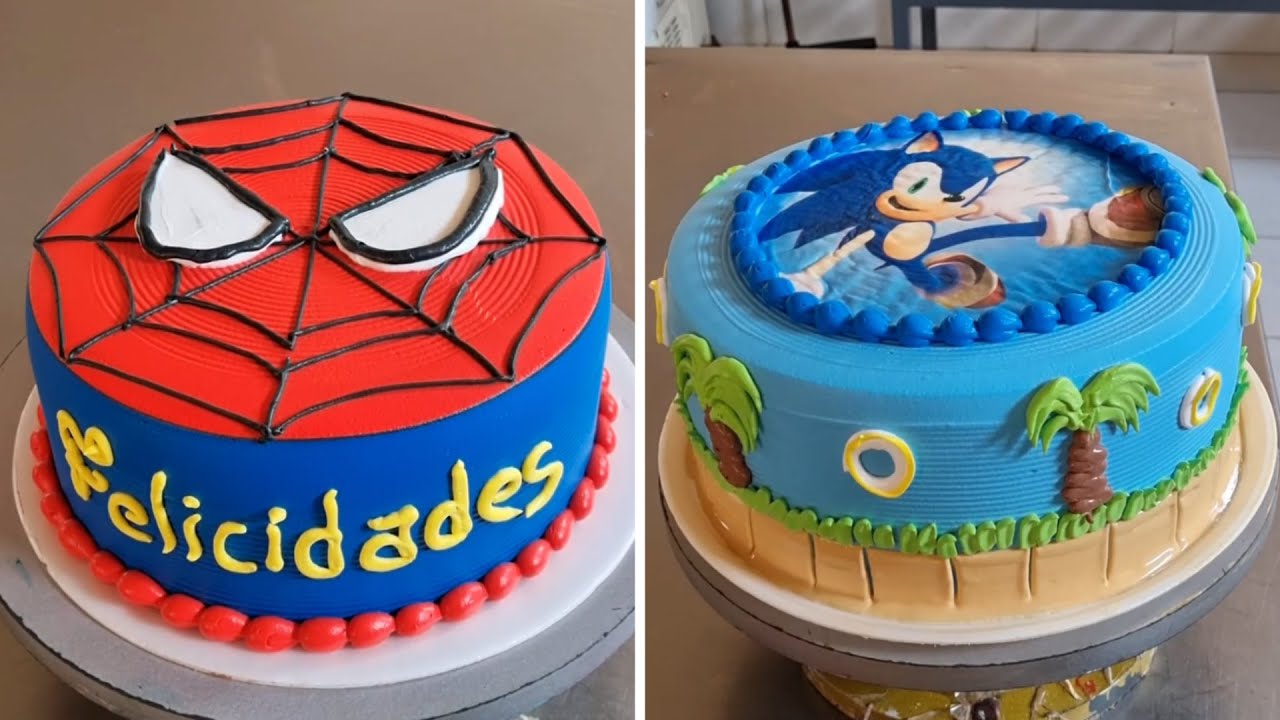 2 Ideas de como decorar pasteles infantiles para niños de SONIC Y SPIDERMAN  - YouTube
