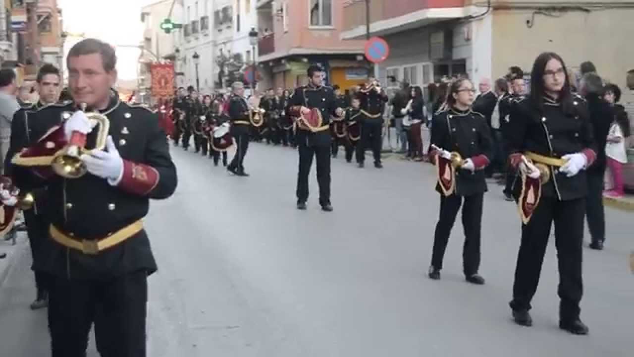 "La Saeta" Banda de Cornetas y Tambores de Iniesta en la procesión del Viernes Santo en Requena