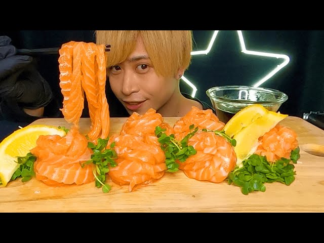 【ASMR】サーモン麺の食べる音　SALMON NOODLES/咀嚼音/Eating sounds