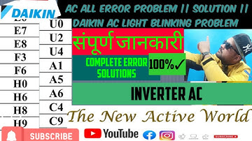Daikin Inverter Ac All Error Code List| problem | solution| ac light blinking|