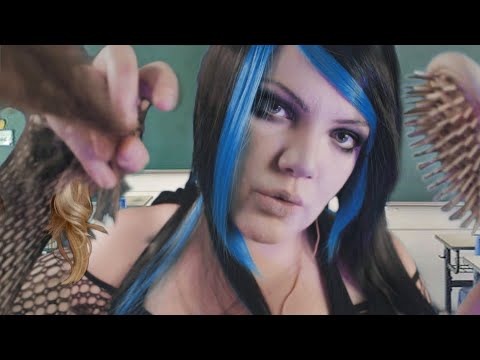 Goth Girl in Class Does ASMR on YOU |  Up Close Whispers, Personal Attention, Hair Play, Massage