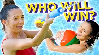 LAST TO LEAVE THE POOL WINS $10,000 Challenge | Mystery Twin Bin w/ The Merrell Twins