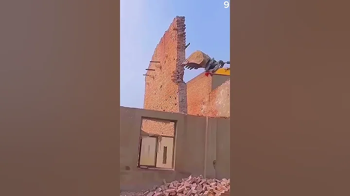 Worker's Smart Tricks To Knock Down Concrete Walls Using Super Powerful Heavy Equipment #Shorts