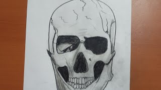 ADIM ADIM KARA KALEM KAFA TASI ÇİZİMİ &pencil drawing step by step skull drawing