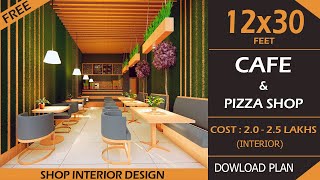 12x30 Cafe Shop | Pizza shop | Best Cafe Design  | coffee shop interior design | Green Themed Cafe screenshot 1