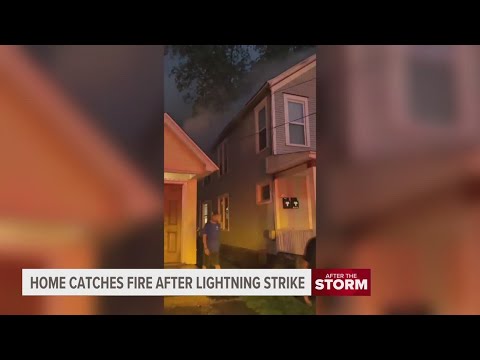 Heritage Hill home catches fire after lightning strike - YouTube