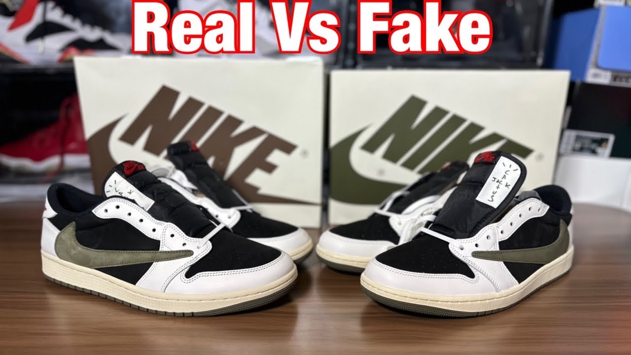 Air Jordan 1 Low x Travis Scott Olive Real vs Fake Review. - YouTube