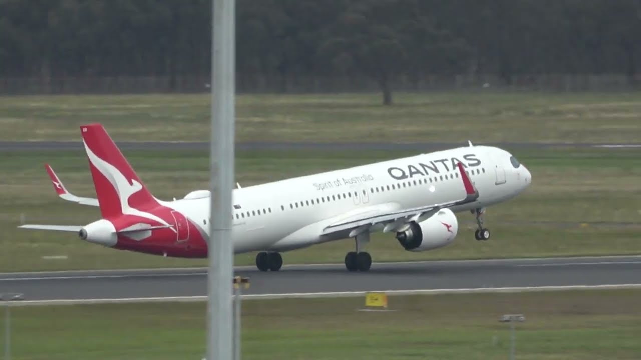 QANTAS🦘NEW A321 NEO XLR VH.OGB TAKE OFF RWY34 YMML AT JULIET🦘🛫🛫🛫🛫🛫🛫