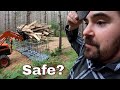 Cutting Up Slab Wood the Easy Way | Rain Storm While Cutting Trees