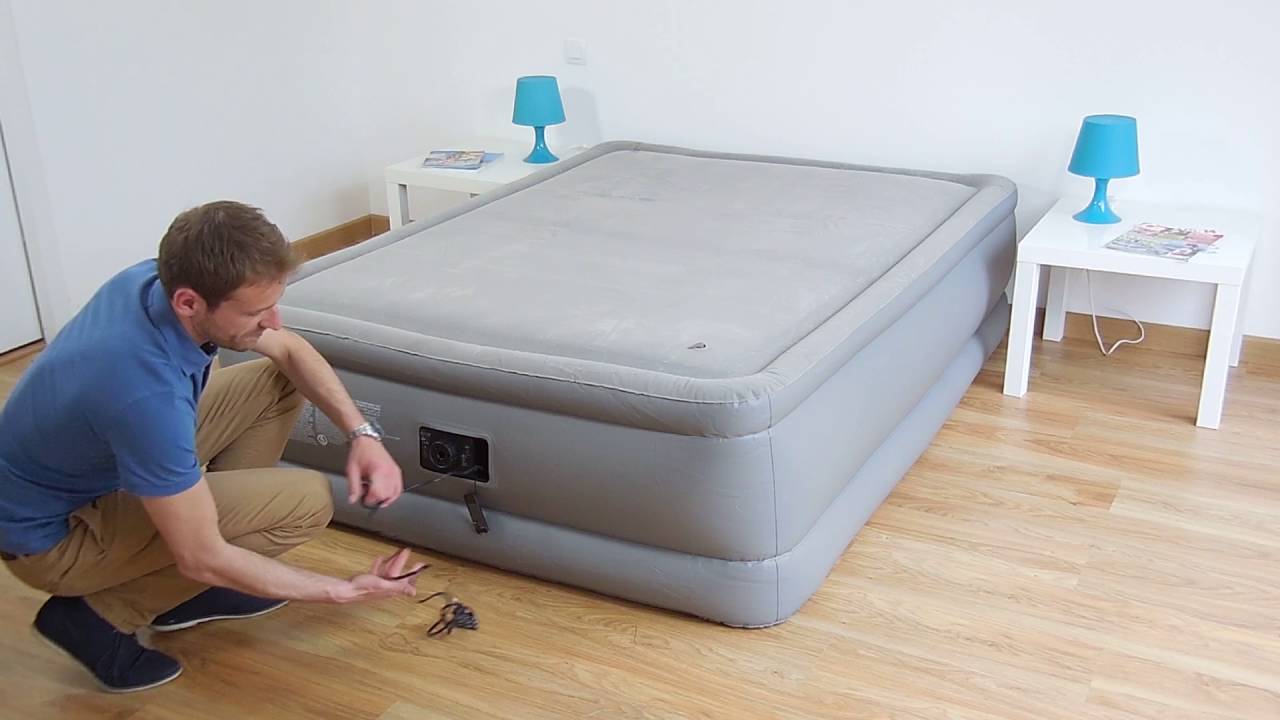 Matelas gonflable électrique Intex Foam Top Bed Fiber Tech 2 places - 64468  - YouTube