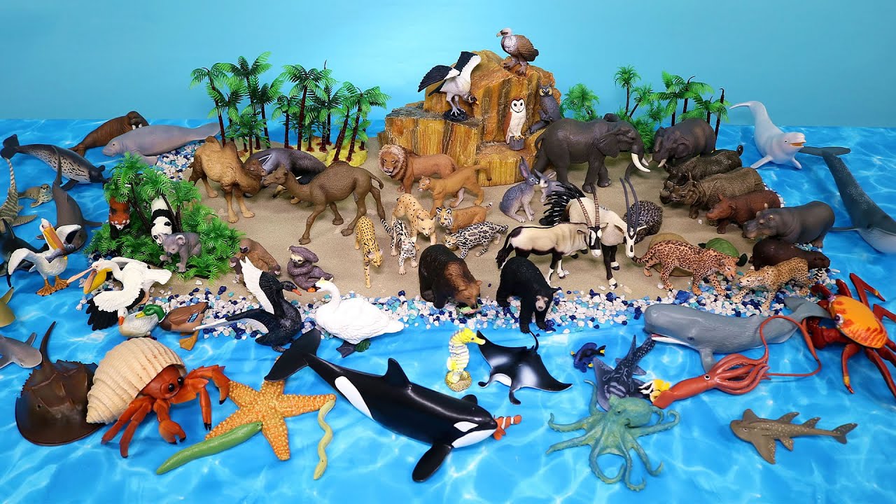 Land Animals and Sea Creature Figurines - Learn Animal Names - YouTube