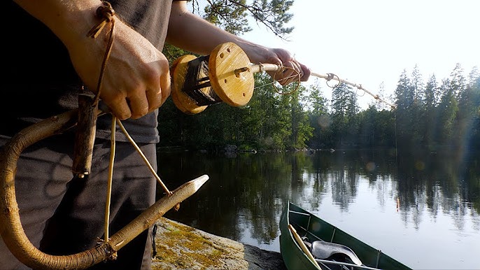 Bushcraft Fishing Rod and Spinning Reel Made in the Woods (Upgrade