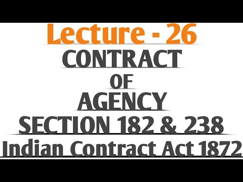 Contract of Agency Sections 182 to 238 Lecture 23