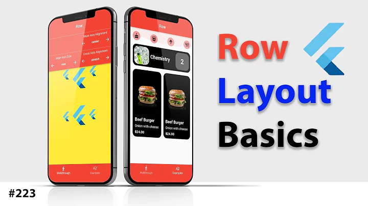 Flutter Tutorial - Row Layout Basics 2/3 - Row, Column, Stack