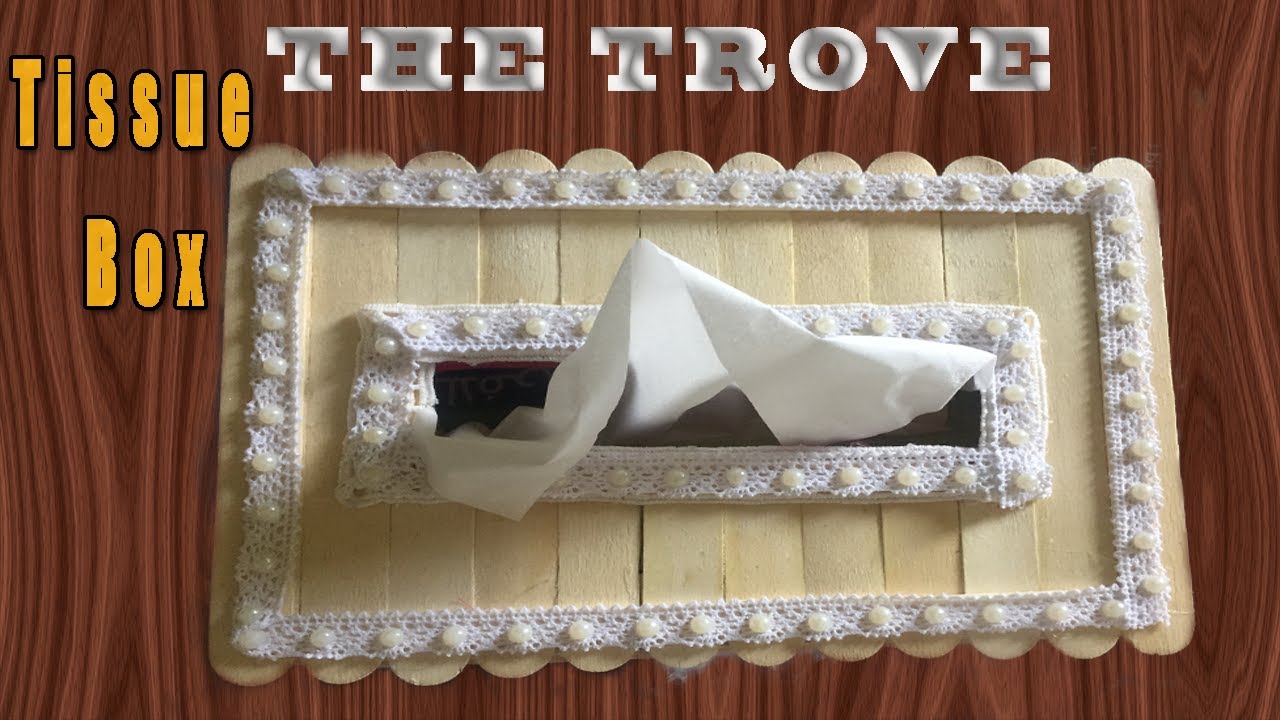How To Make DIY Popsicle Sticks Tissue Box making at home / Tissue Box