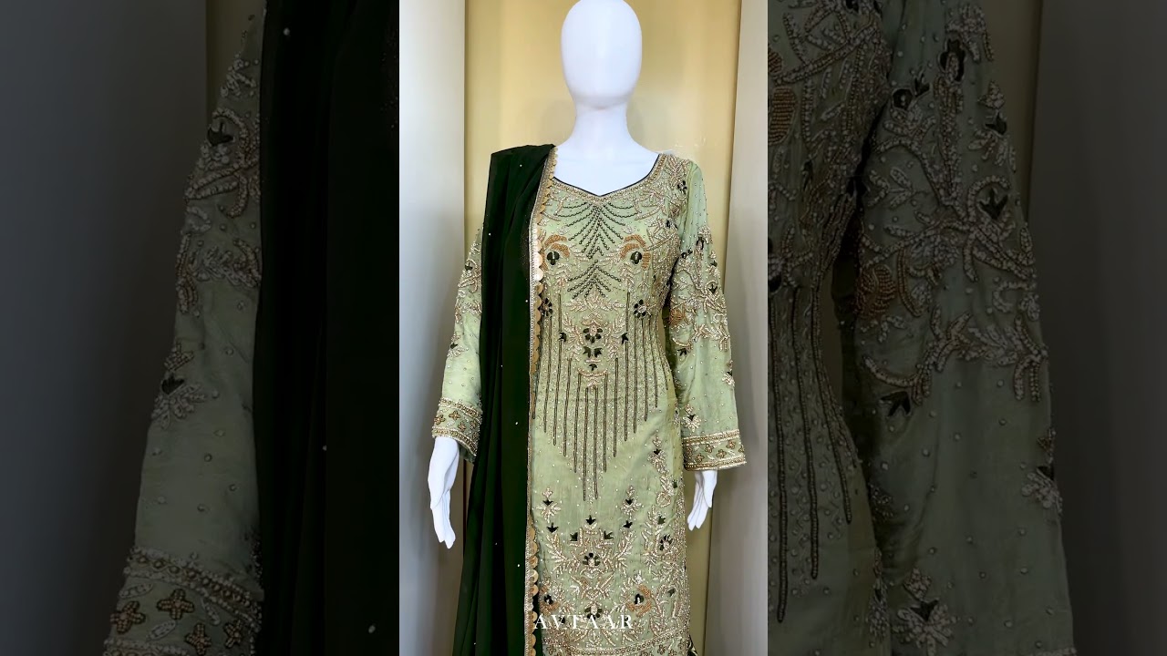 Heavy Gorgeous Light Green Gharara Suit