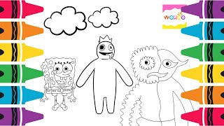 Spongebob , Blue Rainbow Friends and Jester Garten Of Banban Chapter 4 New Coloring pages