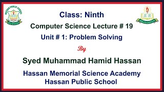 Computer Science Lecture # 19 for Ninth Class