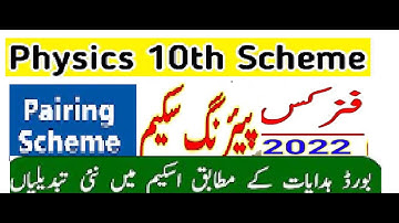 10th Class Physics Pairing Scheme 2022 | Physics Class 10 Pairing Scheme 2022