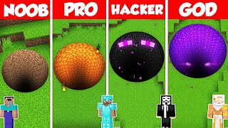 ROUND PIT TUNNEL BASE BUILD CHALLENGE - Minecraft Battle: NOOB vs PRO vs HACKER vs GOD / Animation