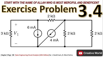 Chapter 3 Exercise Problem 3.4 Solution | Nodal Analysis | Linear Circuit Analysis