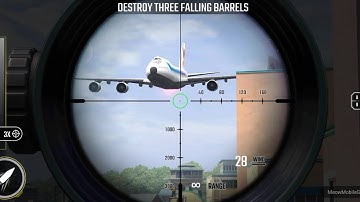 Pure Sniper Z14 Boss 1 Bombs Away Destroy Three Falling Barrels
