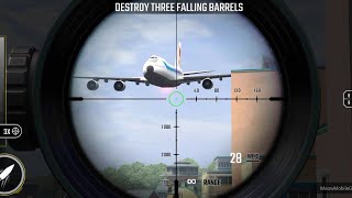 Pure Sniper Z14 Boss 1 Bombs Away Destroy Three Falling Barrels screenshot 3