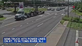 Semi-truck vs power lines in Toms River