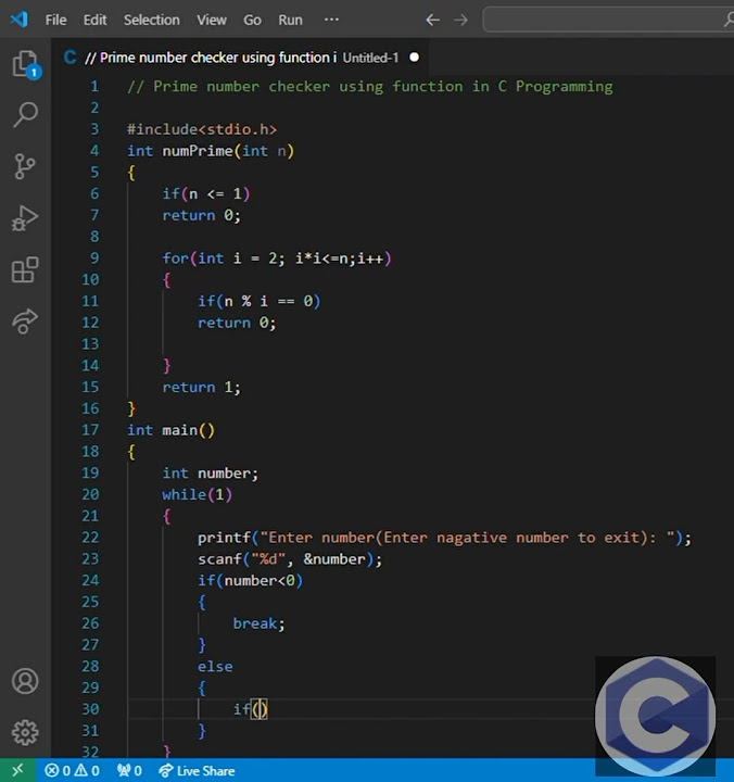 Prime number checker using function in C programming #shorts #coding ...