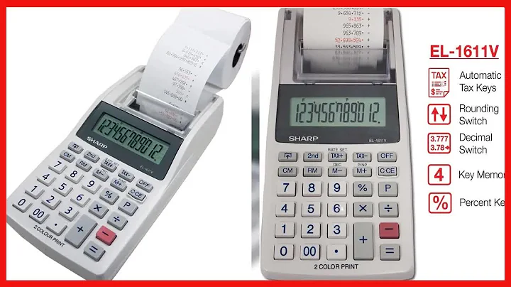 Sharp EL-1611V Handheld Portable Cordless 12 Digit Large LCD Display Two-Color Printing Calculator