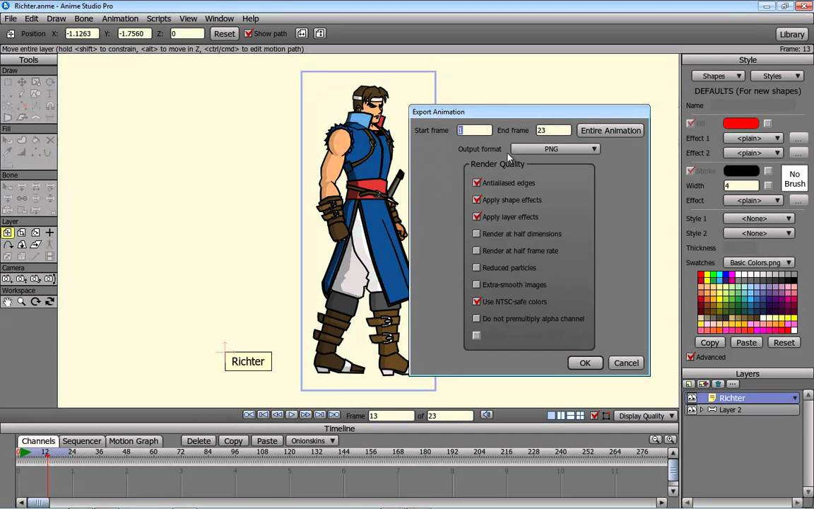 Game Character Export In Anime Studio Youtube