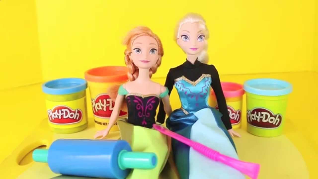 Frozen MERMAID Elsa and Anna Barbie Play Doh Dress Up Mermaids Dolls