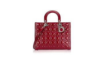 Christian Dior Patent Cannage Large Lady Dior Red