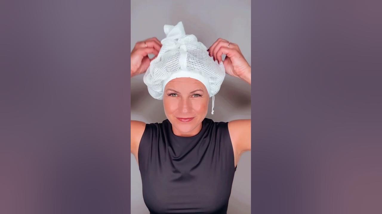 Net Plopping Cap tutorial for Super Defined Hair + Satin Diffuser Cap