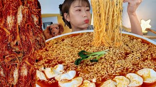 ASMR Kimchi made by myself, Soft tofu ramen MUKBANG