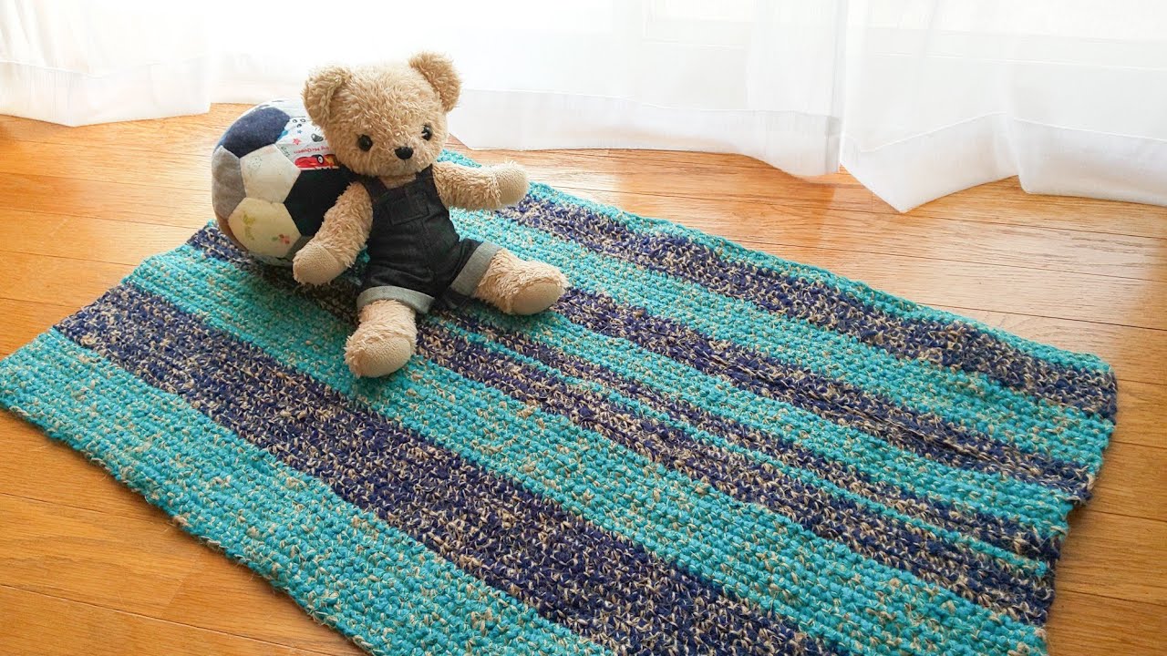 【DIY】100均毛糸でラグを編みました【ラグ マット 手編み 南国風 麻 アジアン リゾート インテリア rug 】