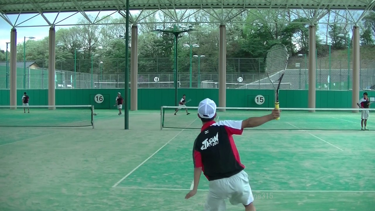 ソフトテニス　全日本U17合宿2017　練習15　乱打　北野(東北高校)ー高倉(早稲田実業高校)
