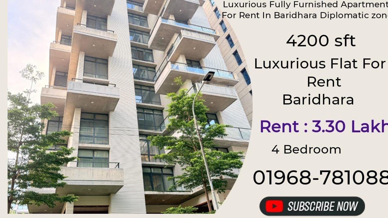Luxurious Fully Furnished Apartment For Rent in Baridhara Diplomatic zone.#4Bedroom