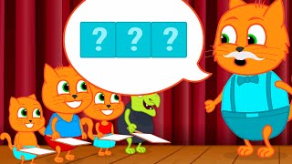 Cats Family in English  Guess the magic word Cartoon for Kids