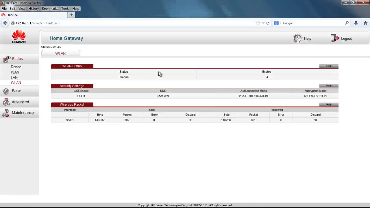 configuring huawei hg532e