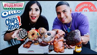 Downtown Disneyland Cheatday | Krispy Kreme Oreo & Chips Ahoy Donuts | Donut hut Doughnuts Mukbang