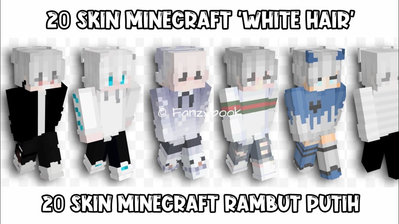 20 Skin Minecraft White Hair Skin Minecraft Boy Rambut Putih Youtube