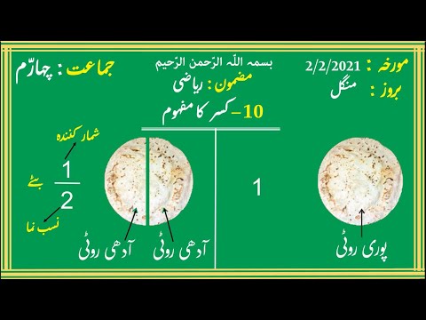 Std | 4th | Sub | Mathematics | Topic | Kasar ka mafhum |کسر کا مفہوم