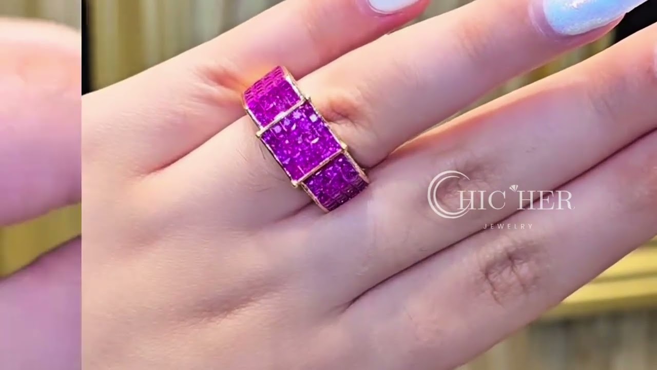 Fashion 7.15ct Princess Cut Pink Sapphire Cocktail Ring