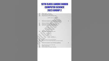 lahore board 10th class computer science 2023 group 2 past paper #lahoreboard #10thclass